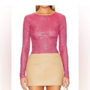 Free people sheer long sleeve sequin sparkly top